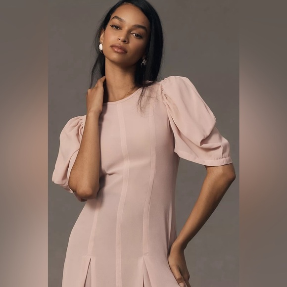 By Anthropologie Modern Sheer Midi Dress Violet Ice Size 0. - Picture 3 of 13